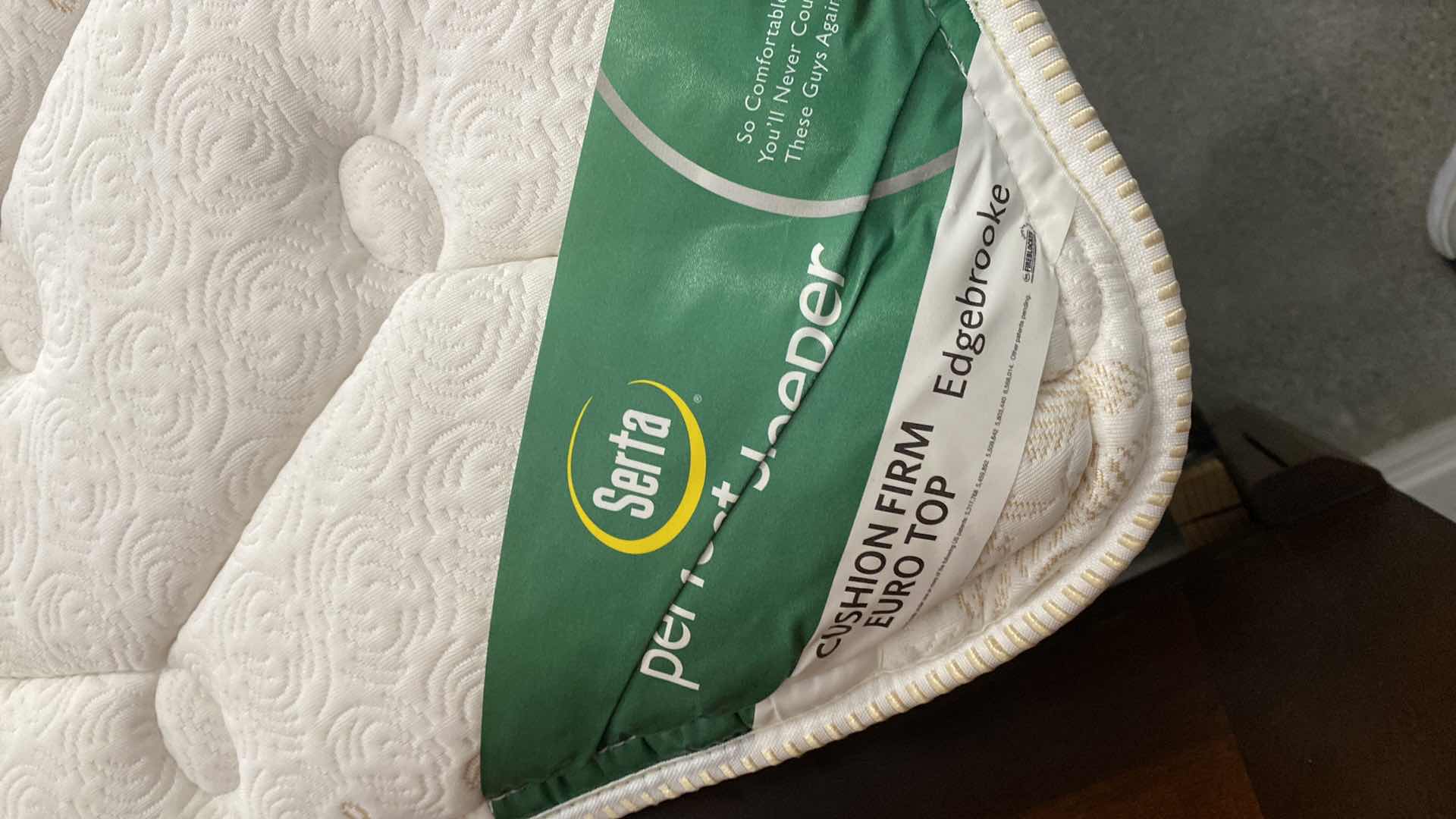 Photo 2 of QUEEN SIZE SERTA PERFECT SLEEPER MATTRESS AND BOX SPRING USED IN GUEST ROOM 68” x 85” H 50”