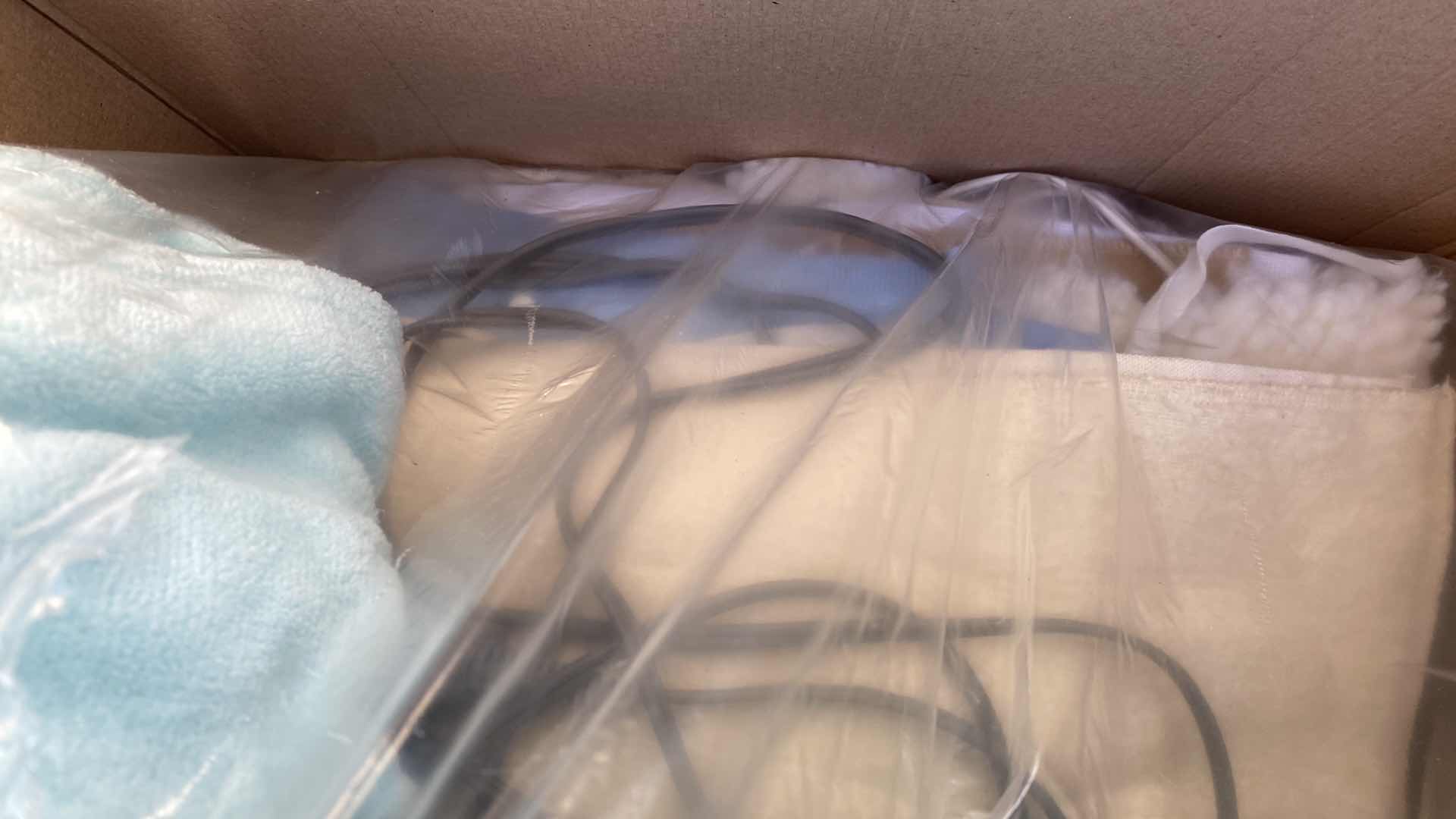 Photo 1 of BOX OF ASSORTED BLANKETS AND DOG CLOTHES