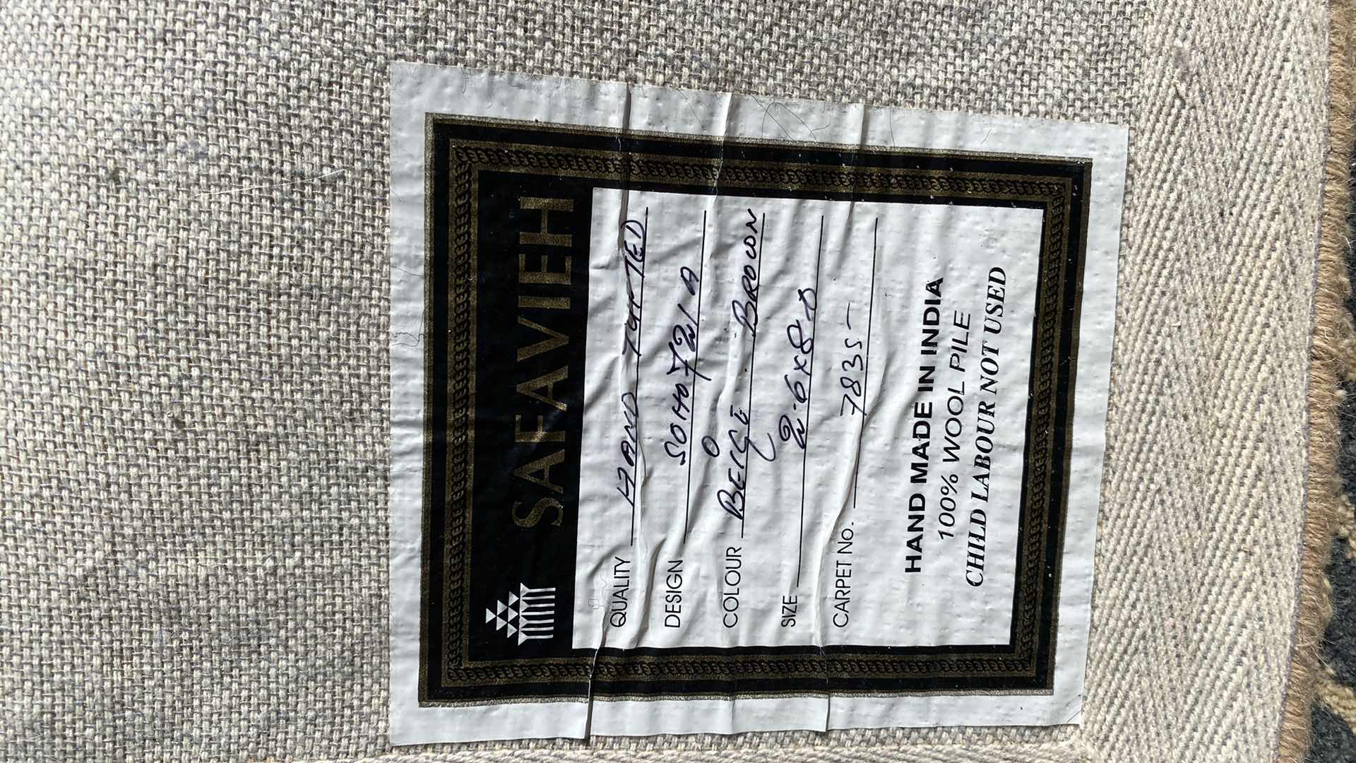 Photo 1 of SAFAVIEH WOOL RUNNER RUG 2’ 6” x 8’