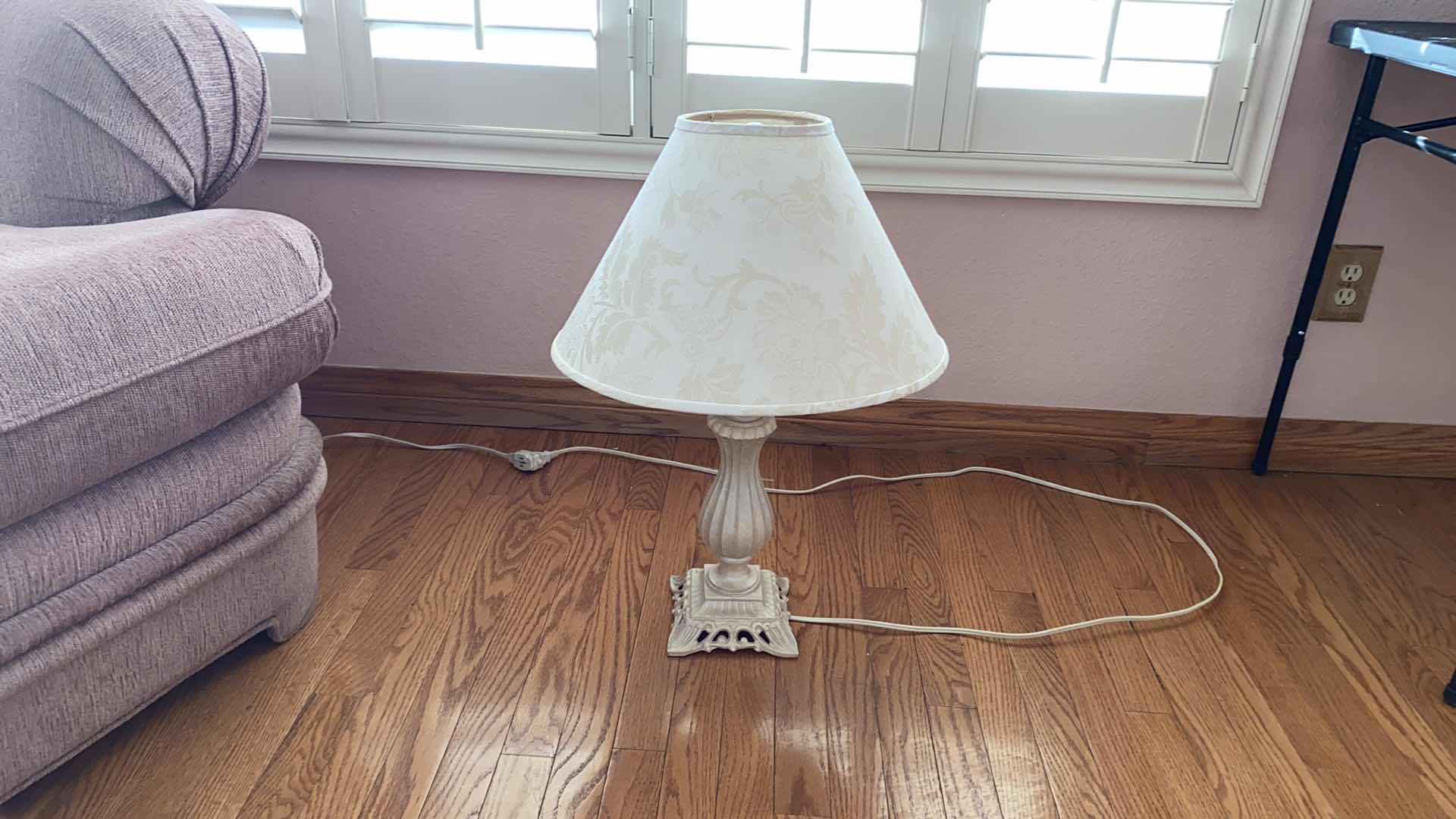 Photo 1 of METAL TABLE LAMP WITH FABRIC SHADE H 24”