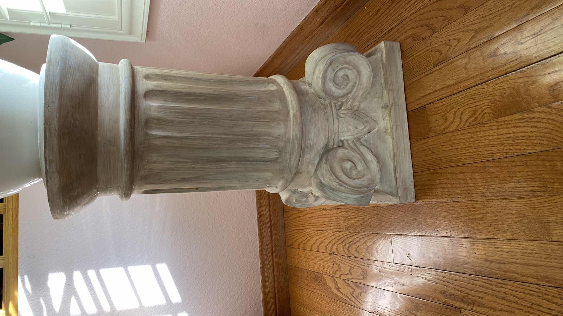 Photo 1 of CAST PEDESTAL H 24” WITH FAUX PLANT IN CERAMIC POT