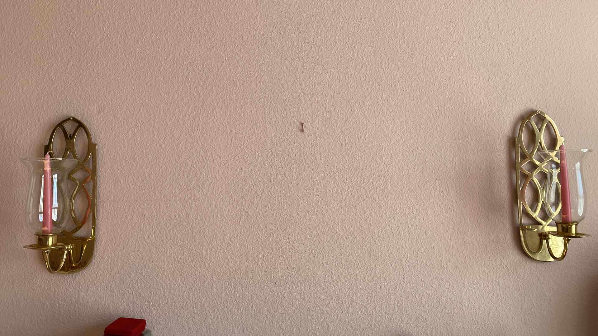 Photo 1 of PAIR OF WALL SCONCES WITH CANDLES 5” x 17”