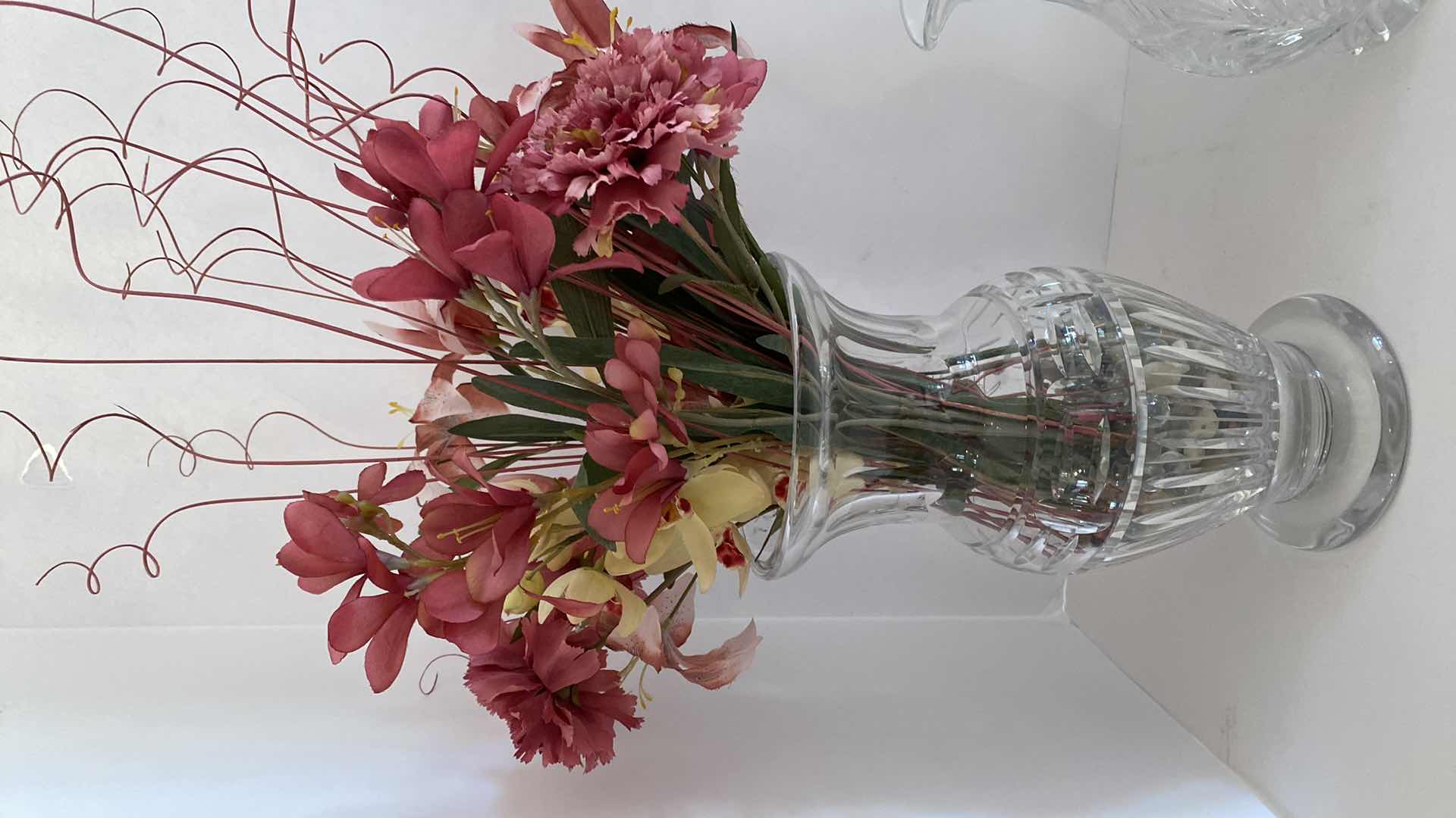 Photo 2 of CUT GLASS VASE H 12” AND PITCHER