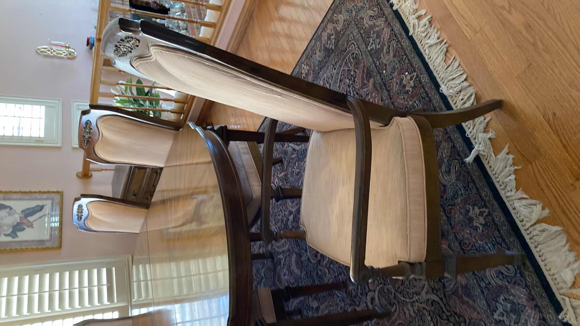 Photo 6 of FORMAL DINING ROOM TABLE WITH 6  CHAIRS AND 2 LEAFS, TABLE FELTS MEASUREMENT WITHOUT LEAFS 65“ x 43 1/2“ H 29 1/2” LEAFS 18”