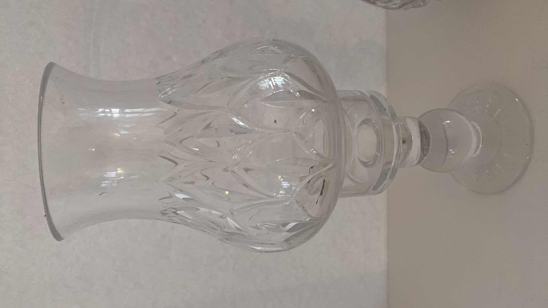 Photo 1 of CRYSTAL DECANTER H 16” AND CANDLESTICK H 12.5”