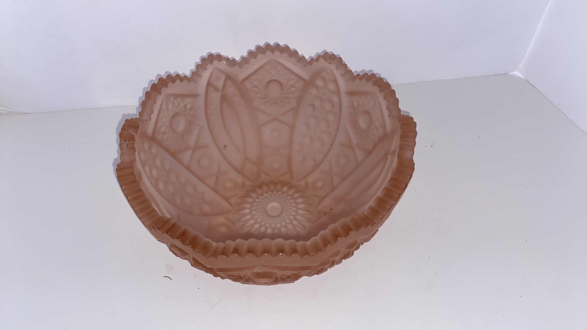 Photo 1 of PINK  GLASS SERVING BOWL 8.5”