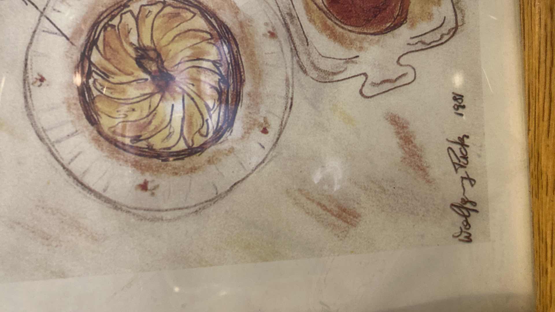 Photo 4 of INGRAHAM CLOCK 11” AND VINTAGE FRAMED 1971 SPAGOS FOOD ARTWORK 12“ x 15“