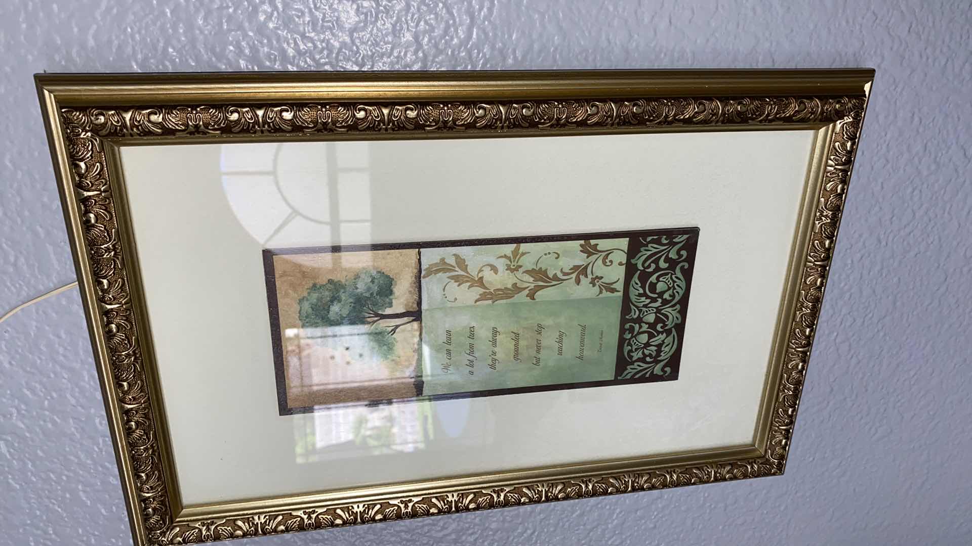 Photo 1 of GOLD BURNISHED BEVELED MIRROR 42” x 31” AND 2 FRAMED QUOTES ARTWORK 11” X 16”