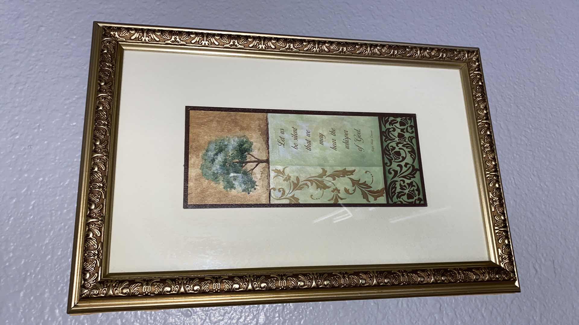 Photo 1 of GOLD BURNISHED BEVELED MIRROR 42” x 31” AND 2 FRAMED QUOTES ARTWORK 11” X 16”