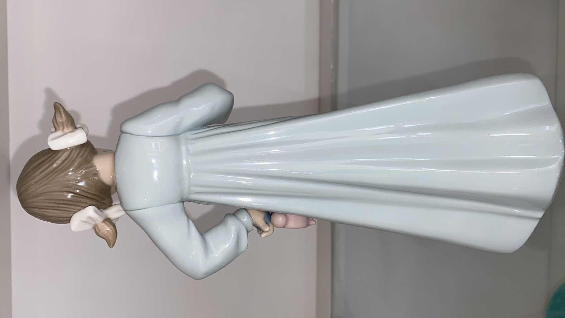 View 3 of 1991 NAO BY LLADRO GIRL WITH PUP FIGURINE H 10.5”
