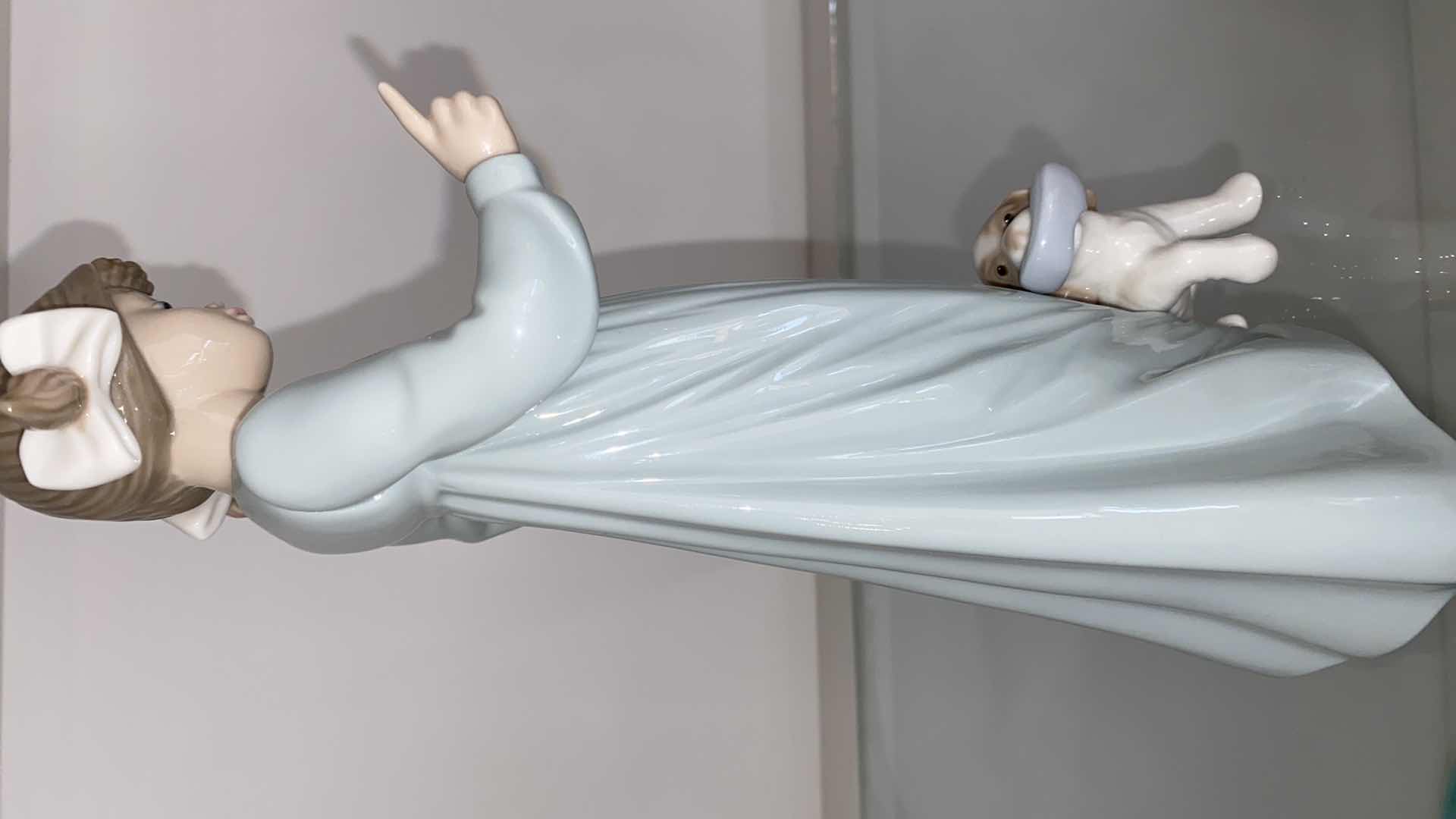 View 4 of 1991 NAO BY LLADRO GIRL WITH PUP FIGURINE H 10.5”