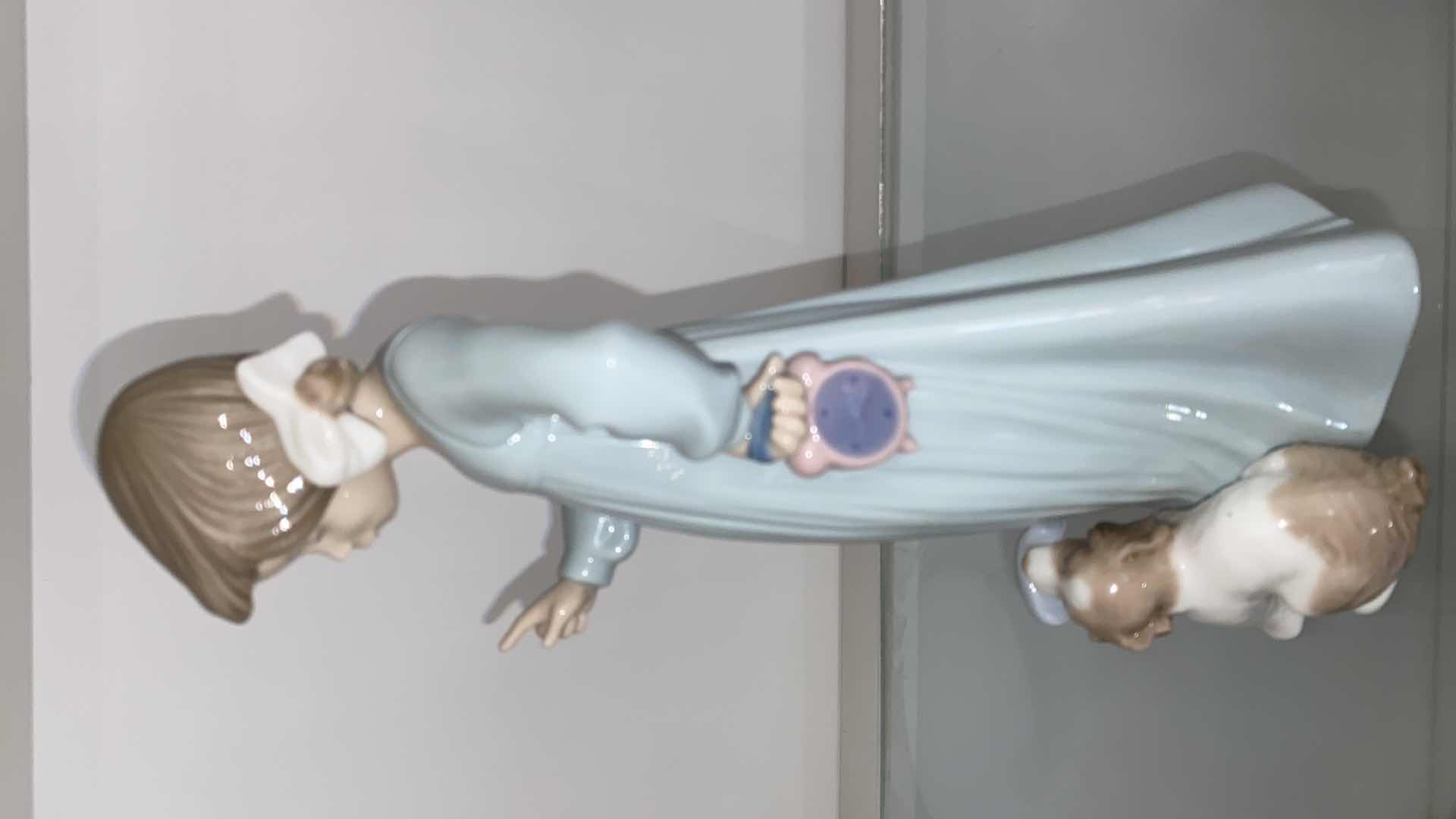 View 2 of 1991 NAO BY LLADRO GIRL WITH PUP FIGURINE H 10.5”