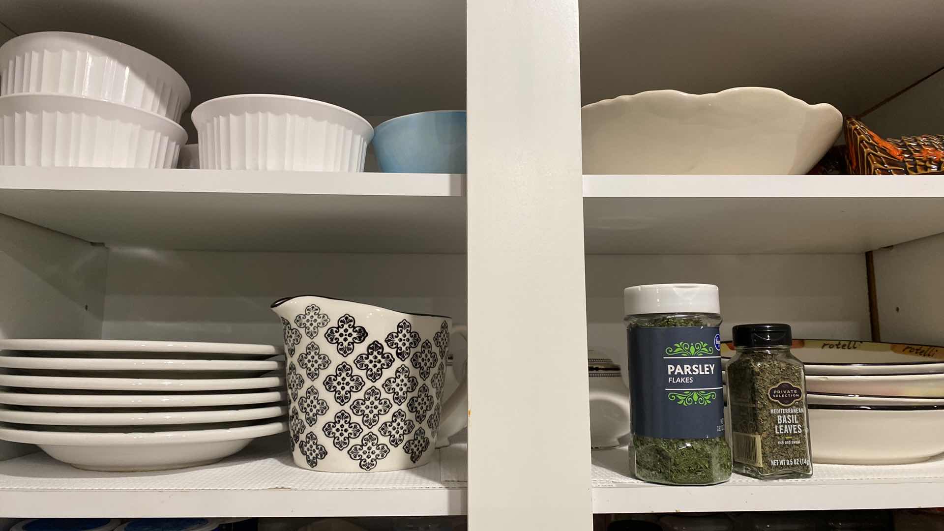 Photo 1 of CONTENTS OF KITCHEN CABINET DISHES GLASSES SPICES