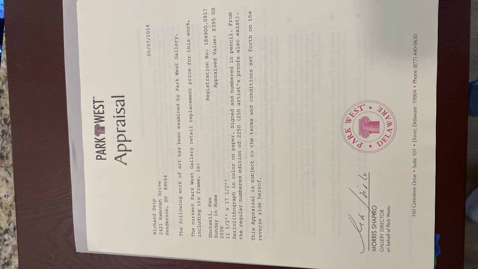 Photo 1 of $395 COA FRAMED “SUNDAY IN ROME” SIGNED 714/2250 BY KEN SHOTWELL ARTWORK 29” x 23”