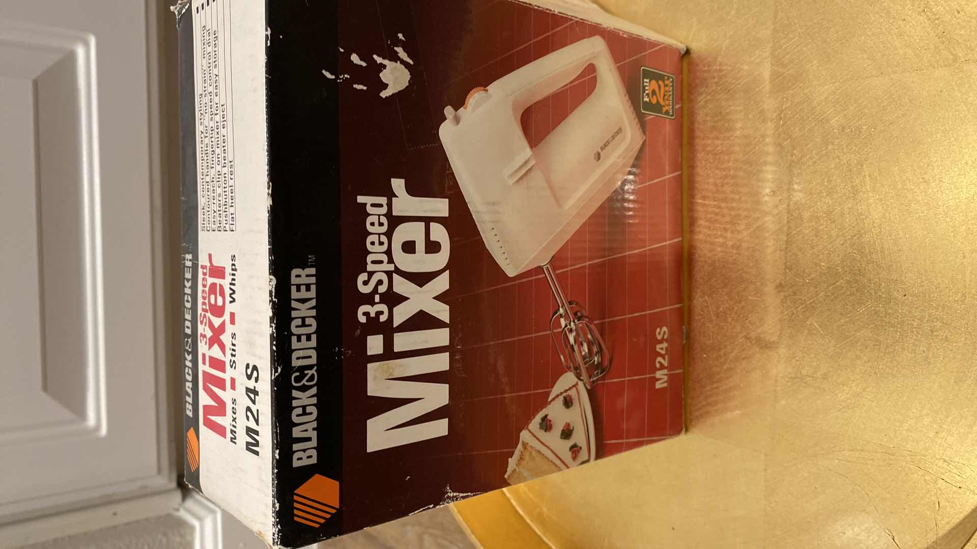 Photo 1 of BLACK AND DECKER HAND MIXER AND GOLD LACQUER TRAY