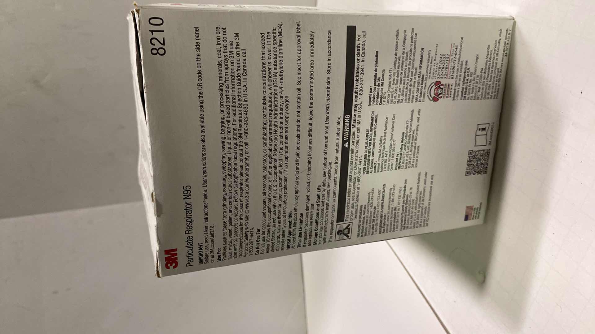 Photo 1 of 3M BOX OF 8210 N95 MASKS BOX HAS 18 MASKS