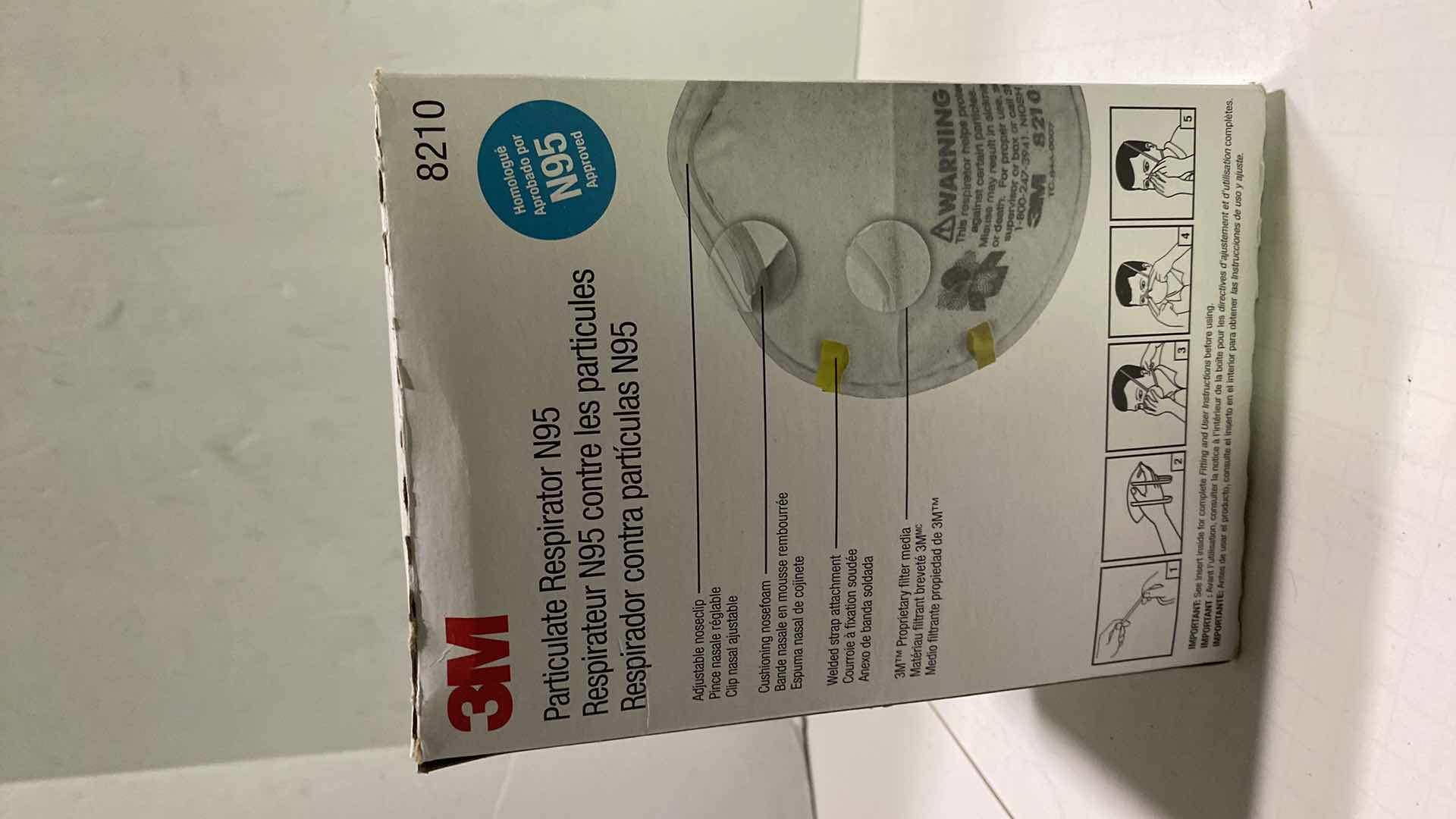 Photo 2 of 3M BOX OF 8210 N95 MASKS BOX HAS 18 MASKS