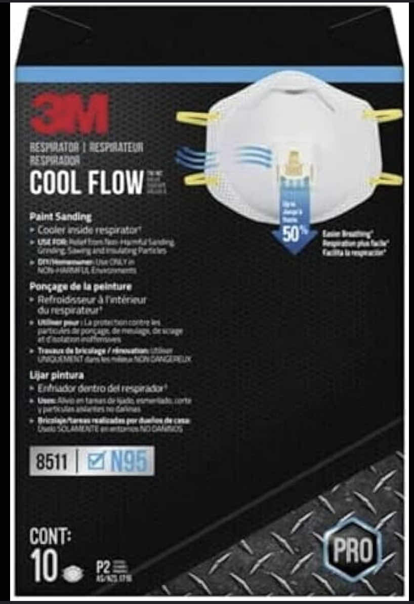 Photo 1 of 3M 8511 COOL FLOW RESPIRATOR 10 MASKS