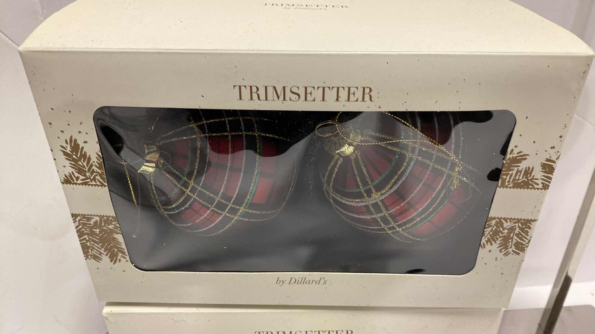 Photo 1 of 6 GLASS PLAID TRIMSETTER CHRISTMAS ORNAMENTS FROM DILLARDS 4” NOT INCLUDING  STRING