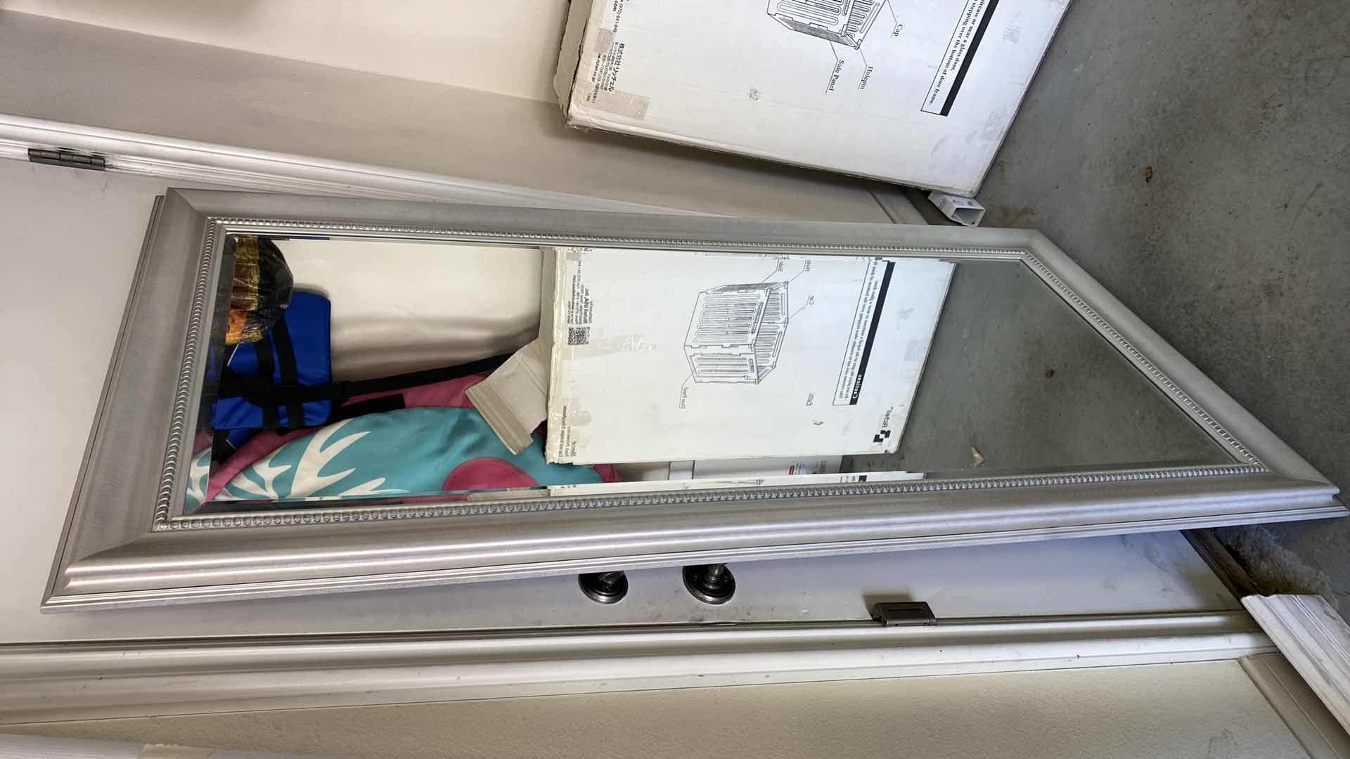 Photo 1 of CUSTOM SILVER FRAMED BEVELED MIRROR CAN HANG VERTICAL OR HORIZONTAL 33” x 66”