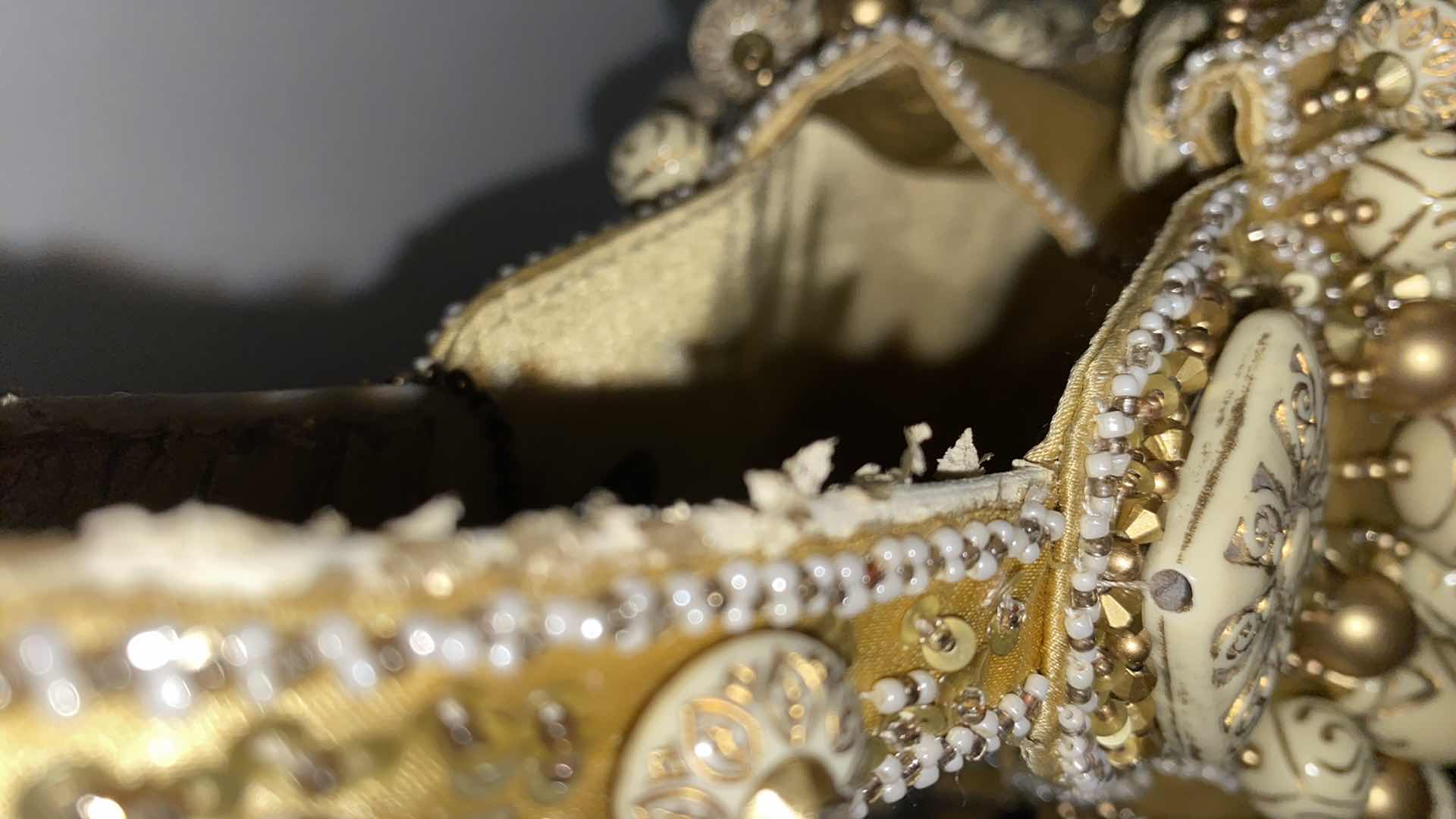 Photo 1 of VINTAGE MARY FRANCES DESIGNER GOLD FABRIC AND BEADED EVENING BAG 6” X 13.5”