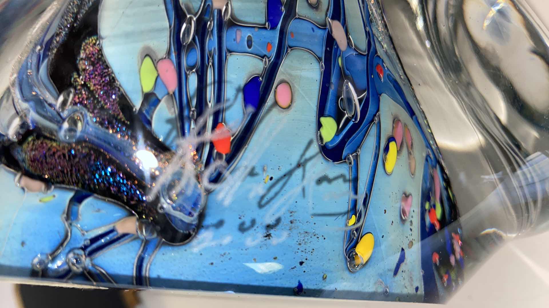 Photo 1 of SIGNED ROLLIN KARG DICHROIC FREEFORM ART 7“ x 17“