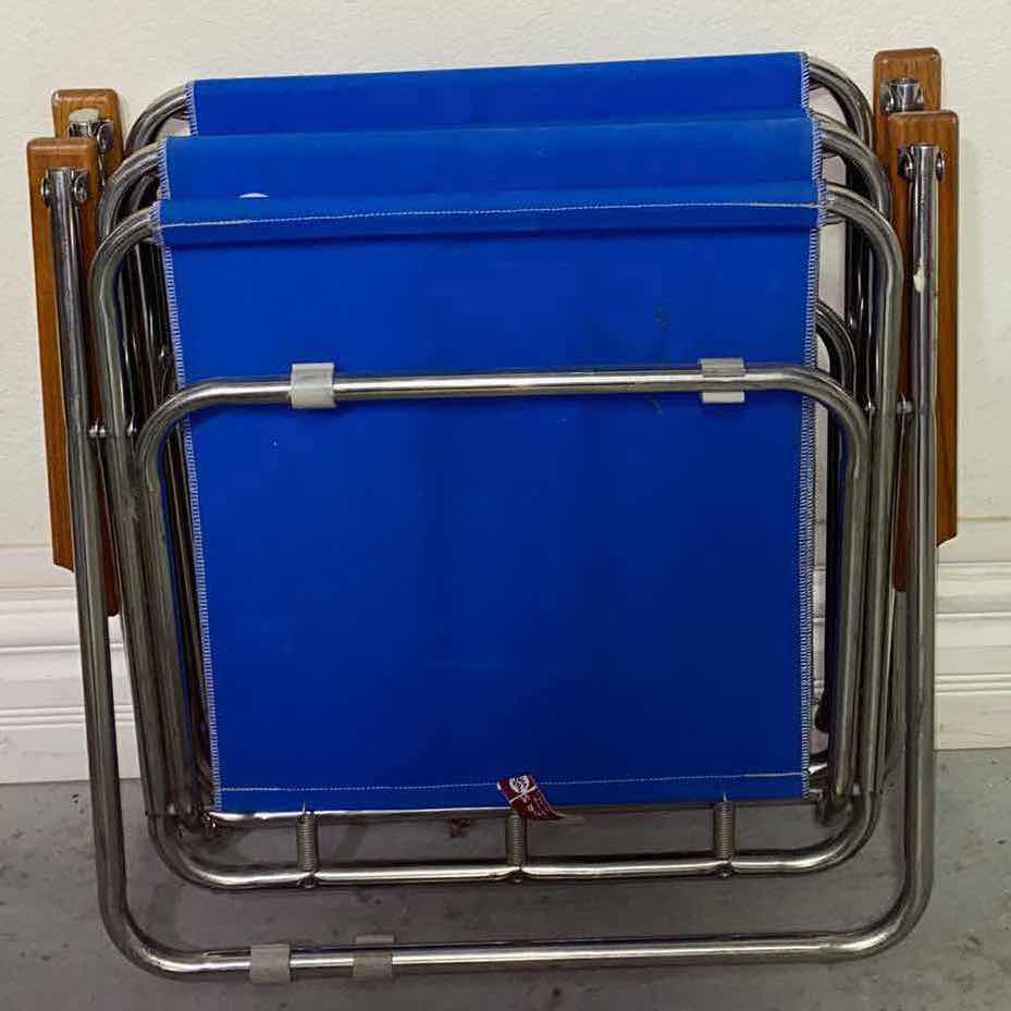 Photo 1 of RARE VINTAGE ZIP DEE MARINE BLUE CHAIRS WITH CARRY BAG