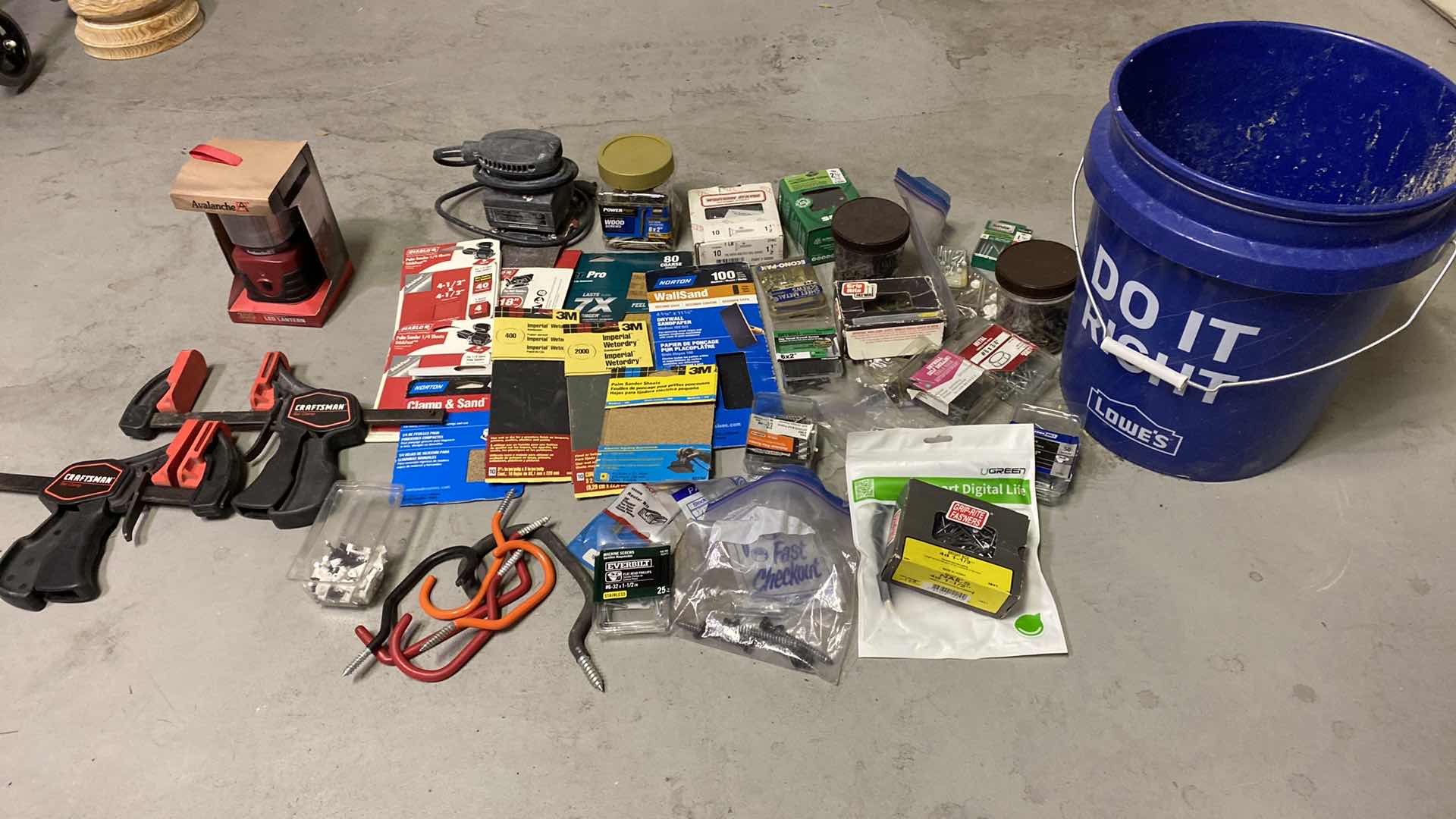 Photo 1 of ASSORTED HARDWARE ITEMS AND BUCKET