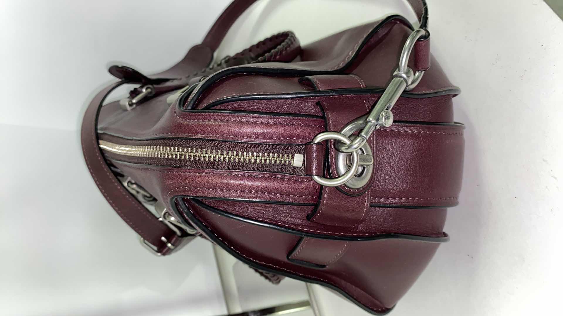 View 4 of COACH  DESIGNER ACE GLOVE TANNED  SMOOTH BURGUNDY LIKE NEW  ORIGINAL $595