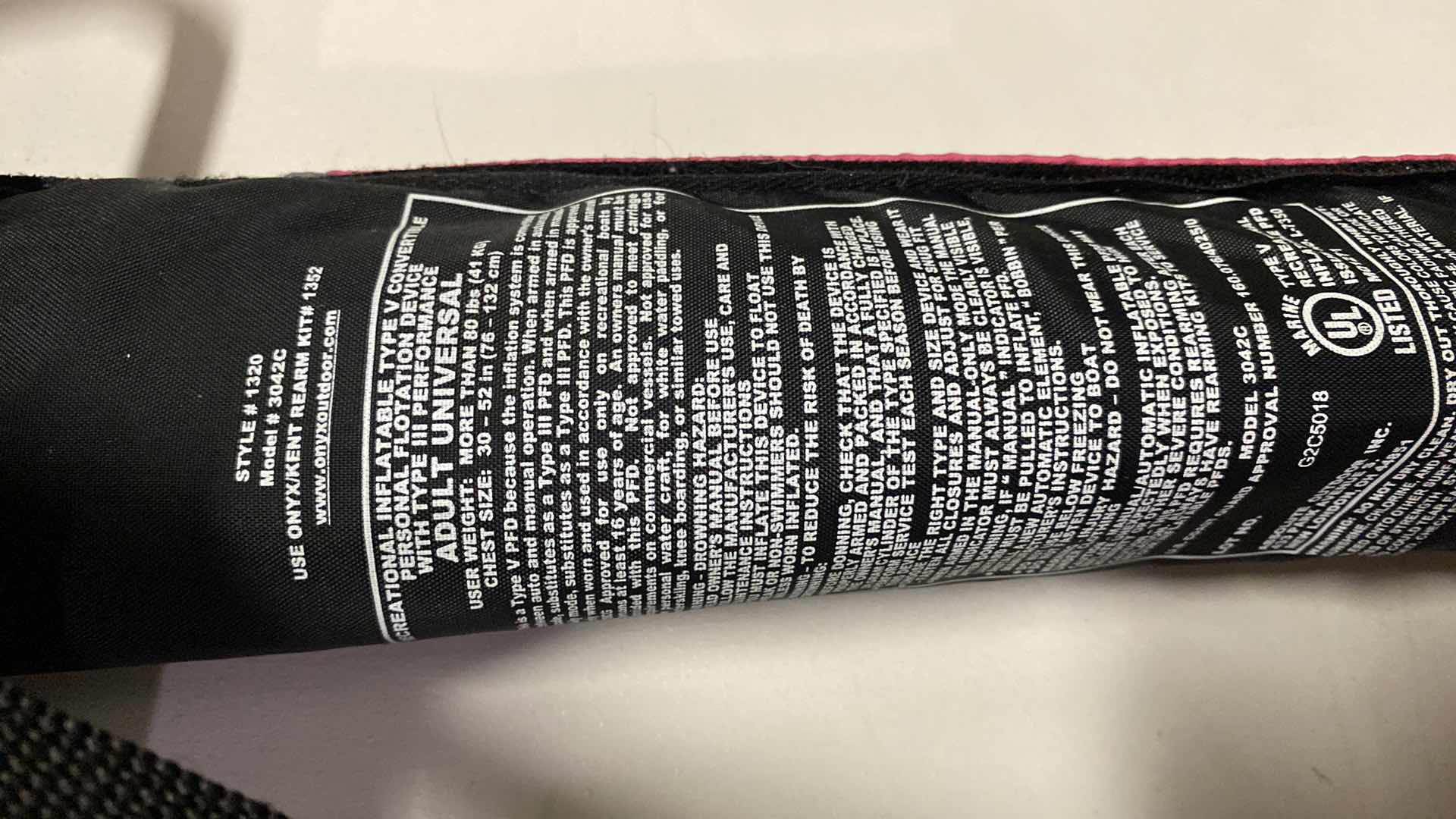 Photo 1 of AM/24 ONYX MANUAL/AUTO PINK LIFE JACKET USED FOR PADDLE BOARDING