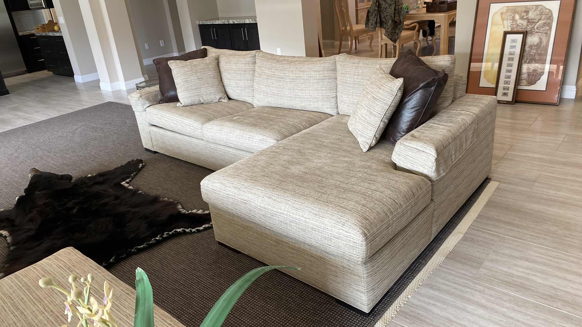 Photo 1 of 116” X H 35” ETHAN ALLEN FABRIC MODERN SOFA