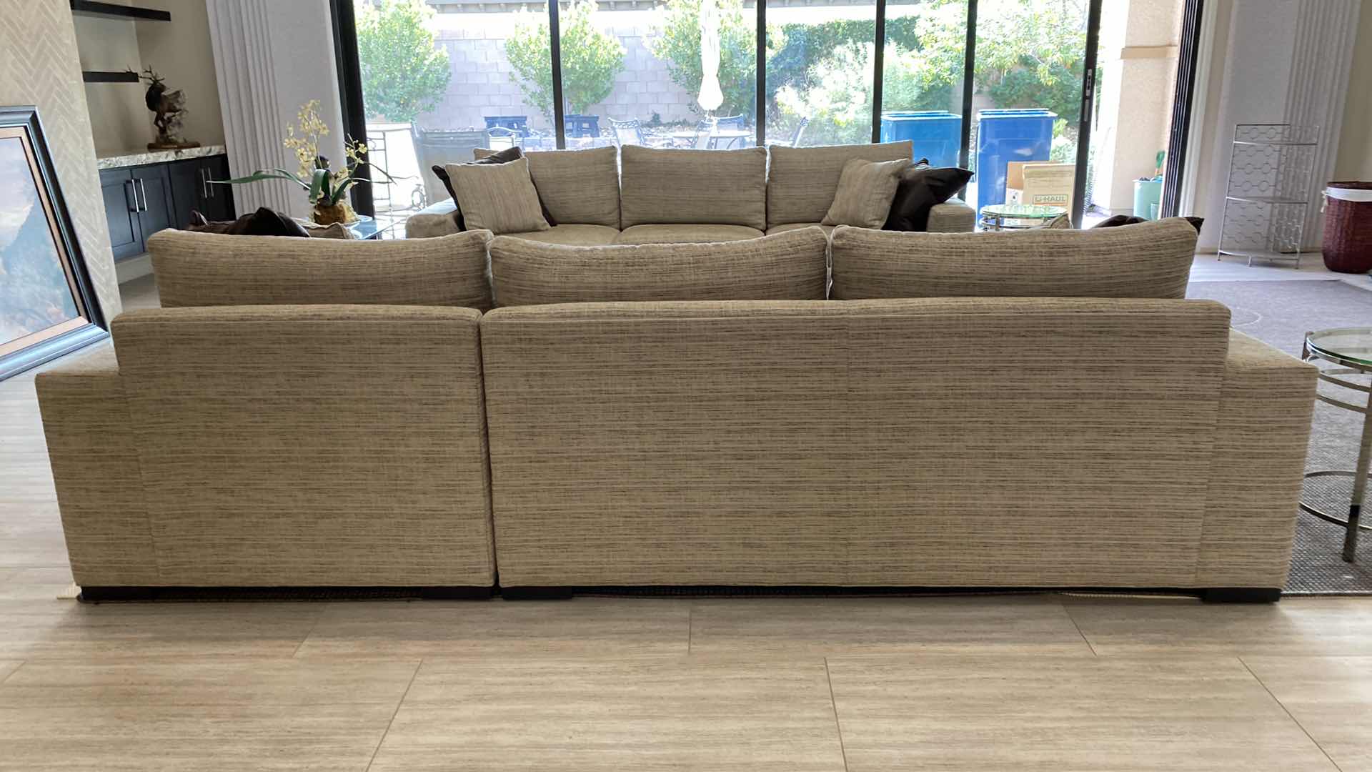 Photo 1 of 116” X H 35” ETHAN ALLEN FABRIC MODERN SOFA
