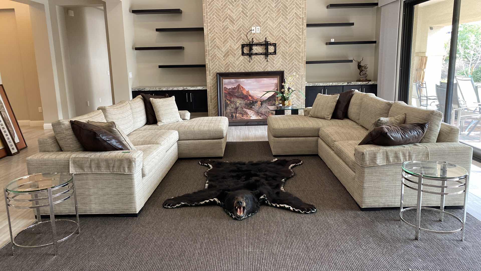 Photo 1 of 116” X H 35” ETHAN ALLEN FABRIC MODERN SOFA