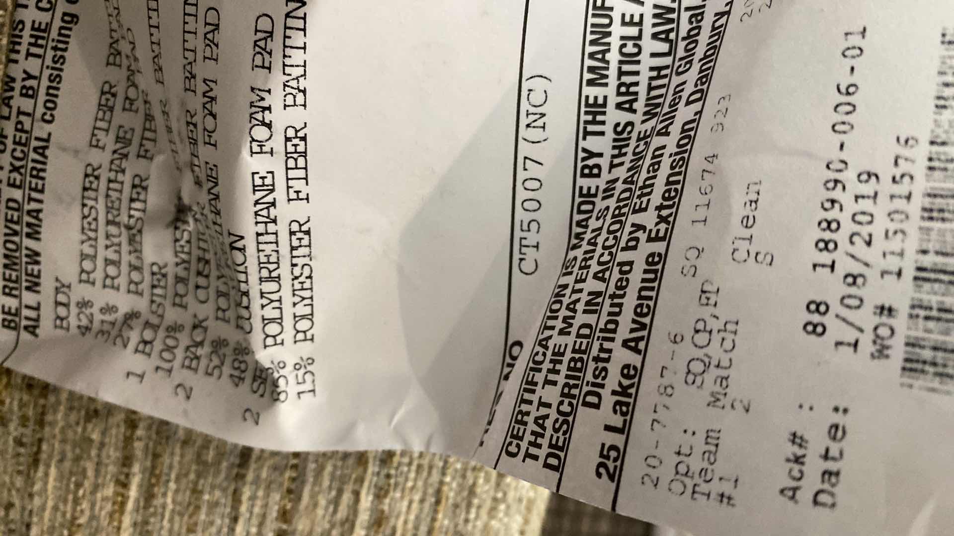 Photo 1 of 116” X H 35” ETHAN ALLEN FABRIC MODERN SOFA