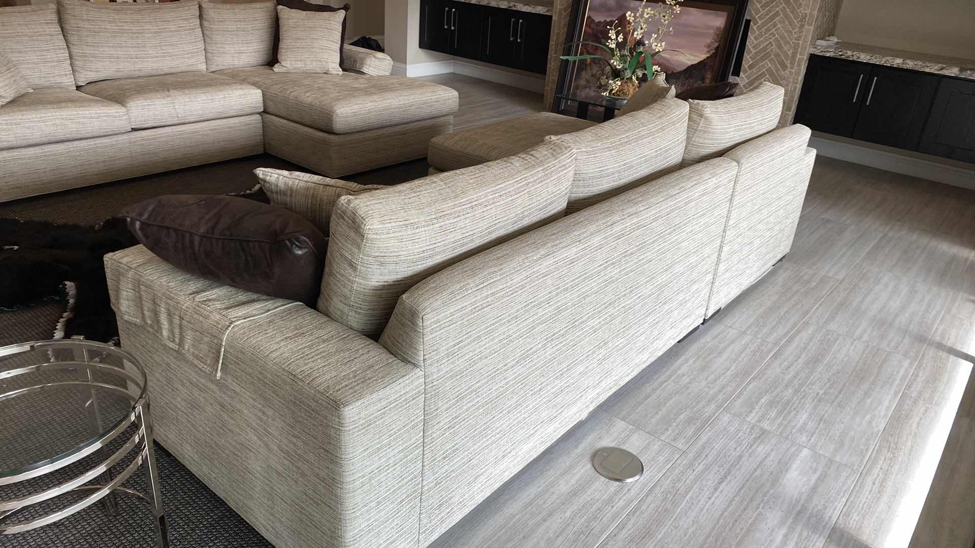 Photo 1 of 116” X H 35” ETHAN ALLEN FABRIC MODERN SOFA