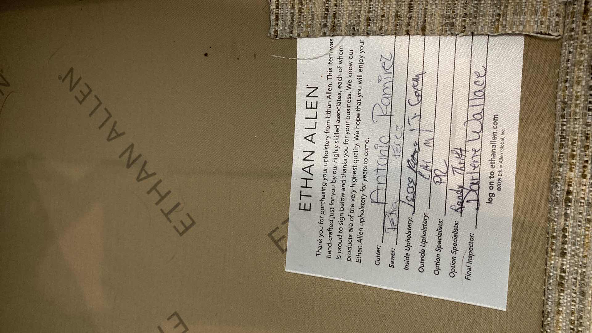 Photo 1 of 116” X H 35” ETHAN ALLEN FABRIC MODERN SOFA