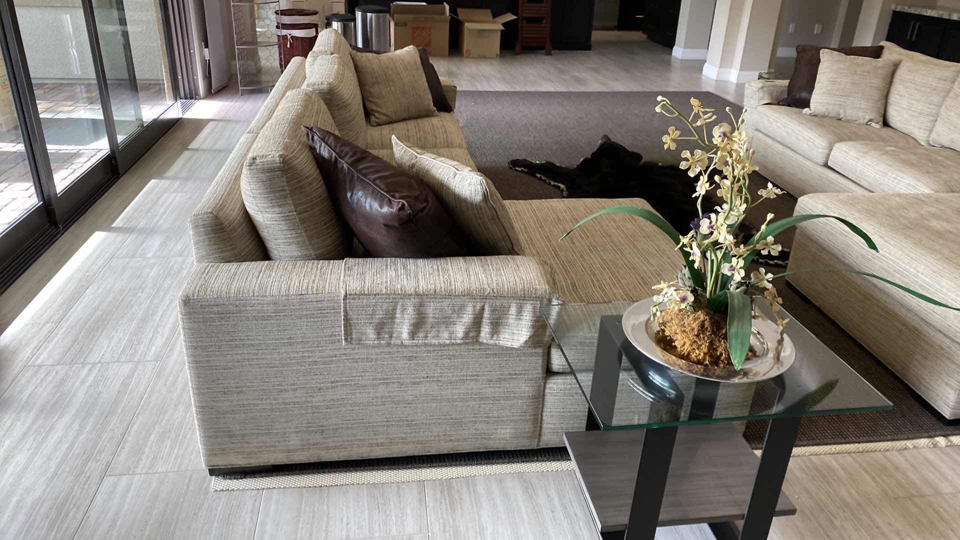 Photo 1 of 116” X H 35” ETHAN ALLEN FABRIC MODERN SOFA