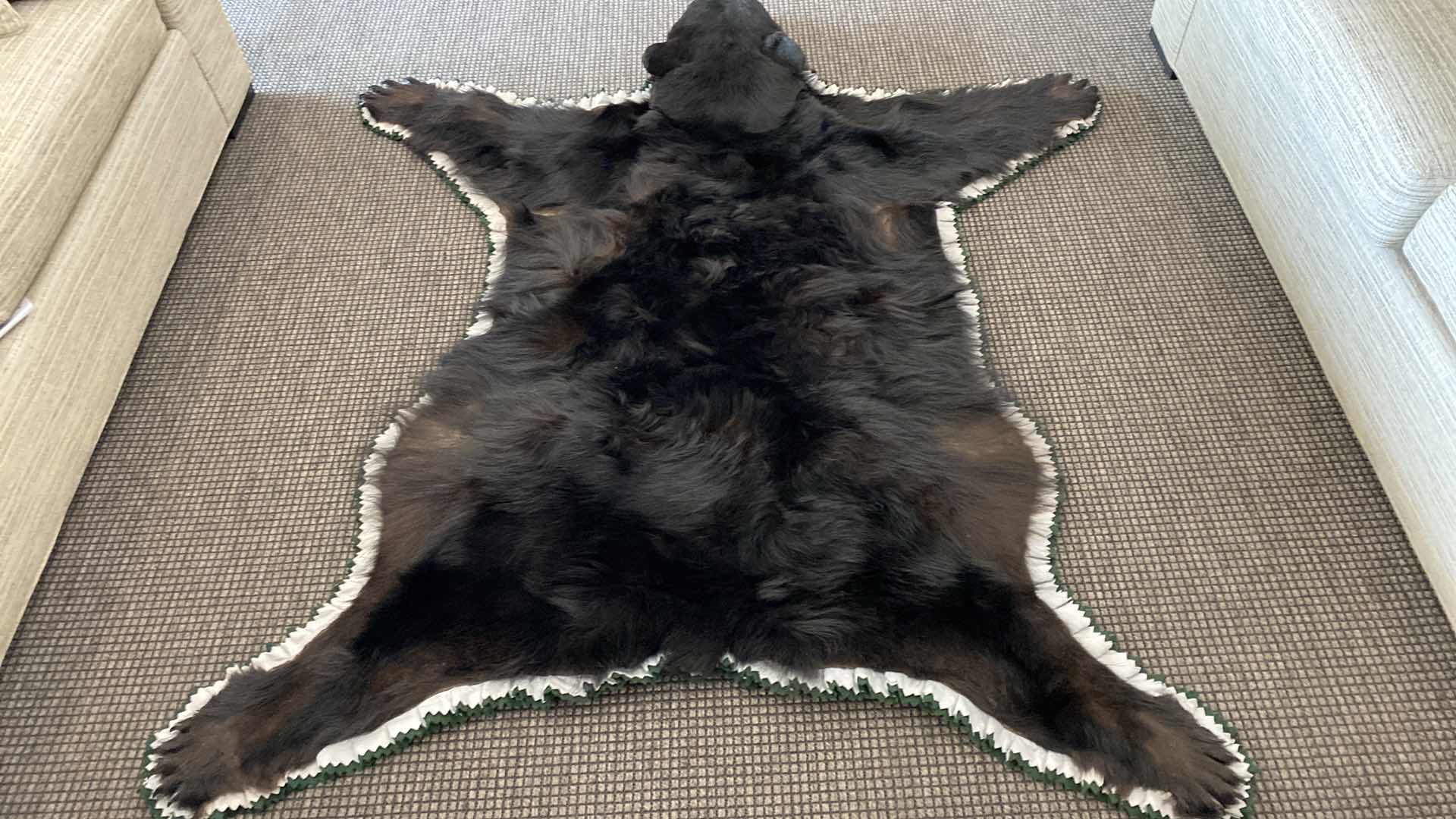 Photo 1 of LARGE BLACK BEAR RUG FROM VANCOUVER ISLAND, BRITISH COLUMBIA 76 1/2” x 65”