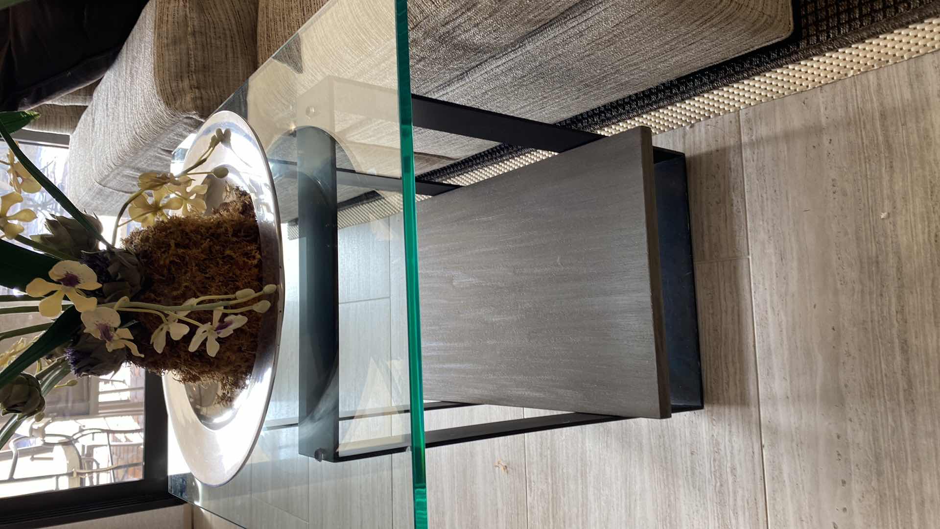 Photo 1 of GLASS TOP MIXED MEDIA END TABLE  26“ x 20“ H 22 1/2”, DECOR NOT INCLUDED