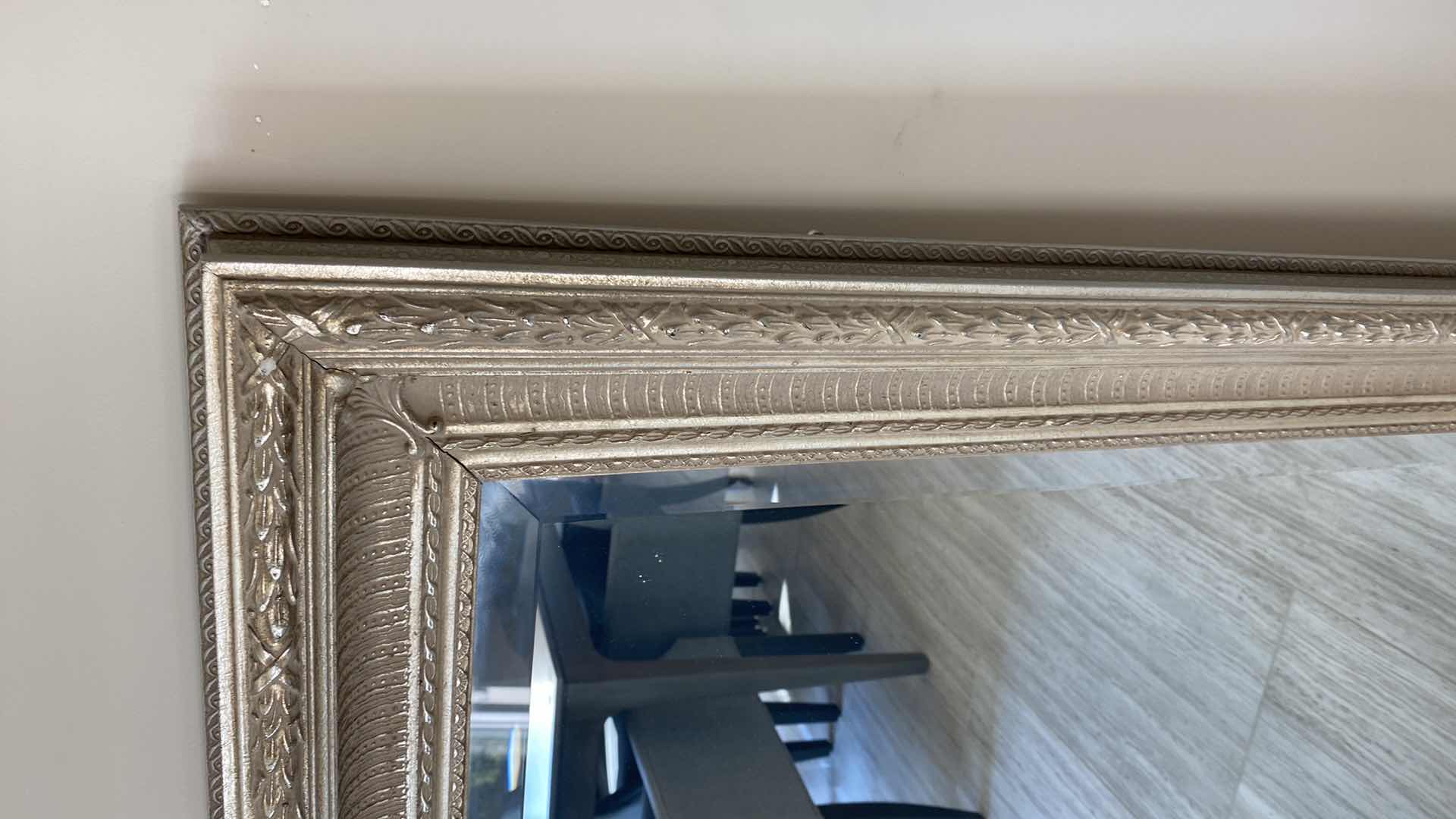 Photo 3 of CAROLINA MIRROR COMPANY BURNISHED GOLD AND SILVER BEVELED GLASS MIRROR 81“ x 45“ (can hang vertically or horizontally)