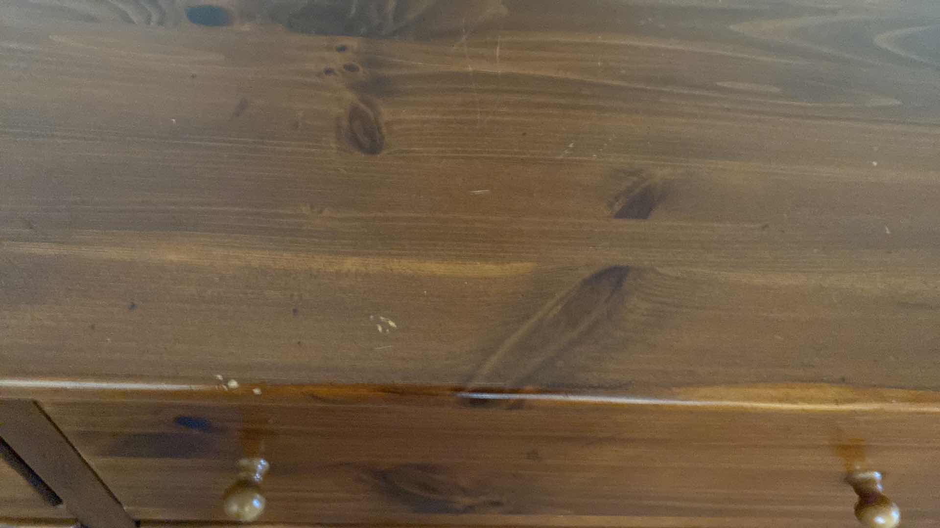 Photo 1 of MID CENTURY MODERN ETHAN ALLEN PINE SIX DRAWERS DRESSER 58“ x 19“ H 33” - SOME SCRATCHES