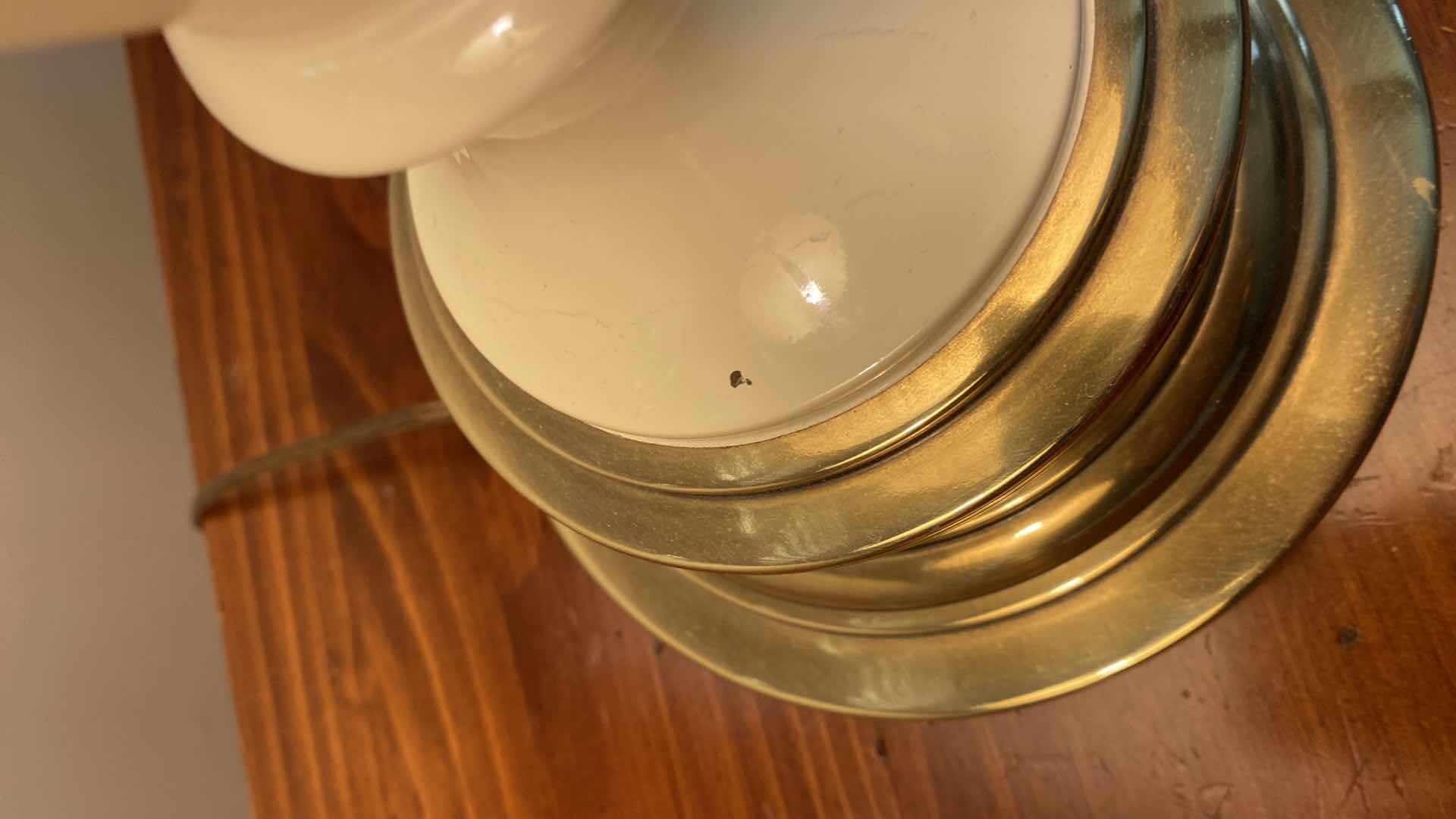 Photo 1 of MID CENTURY MODERN BRASS AND GLASS TABLE LAMPS H 31”