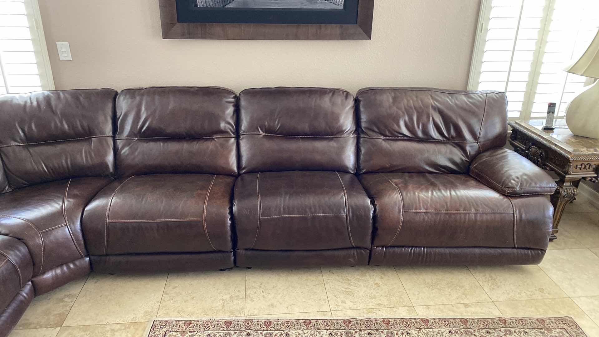 Photo 1 of BONDED LEATHER POWER RECLINER SECTIONAL 115“ x 144”