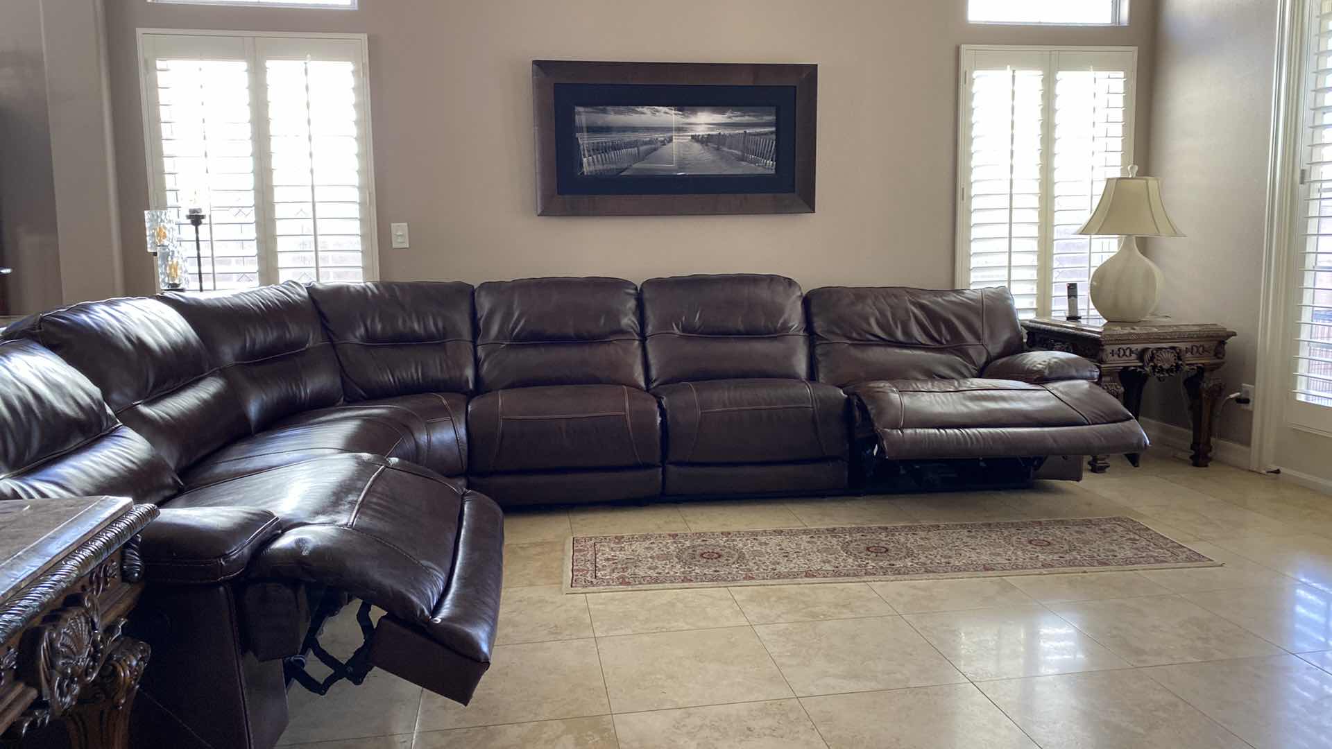 Photo 1 of BONDED LEATHER POWER RECLINER SECTIONAL 115“ x 144”