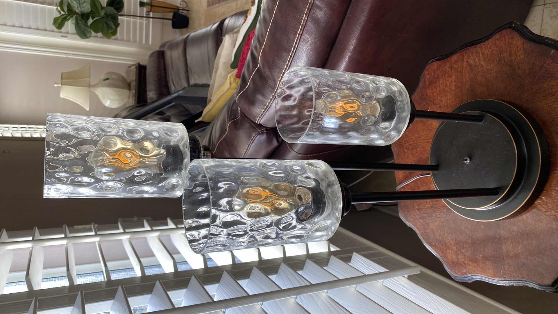 Photo 1 of 3 TIER TABLE LAMP WITH IMPRINT GLASS H 30”