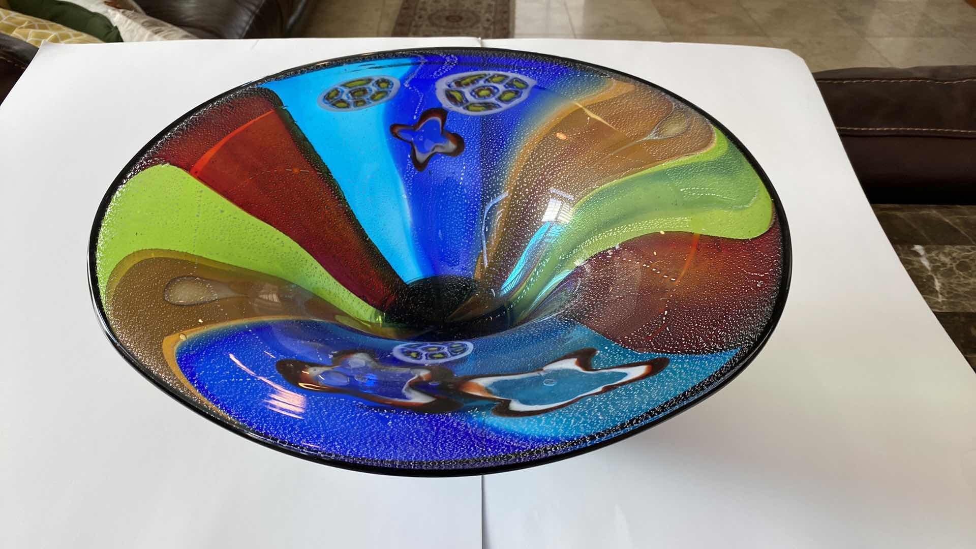 Photo 2 of LARGE ART GLASS BOWL 18” x 7”