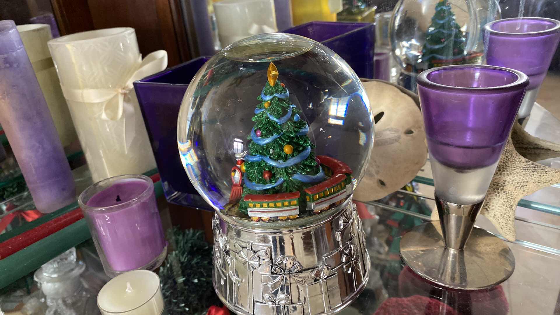 Photo 5 of SHELF WITH SNOW GLOBE, TREE NIGHT LIGHT, VASES AND MORE