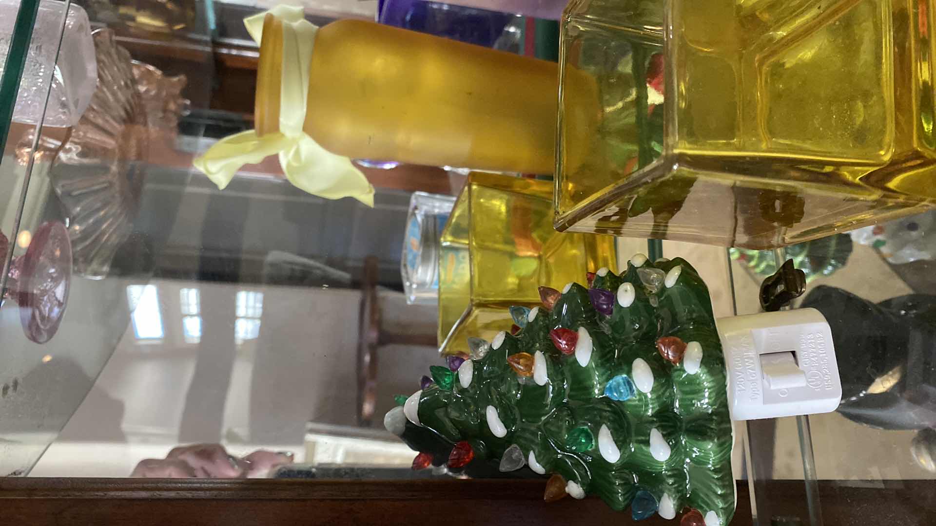 Photo 1 of SHELF WITH SNOW GLOBE, TREE NIGHT LIGHT, VASES AND MORE