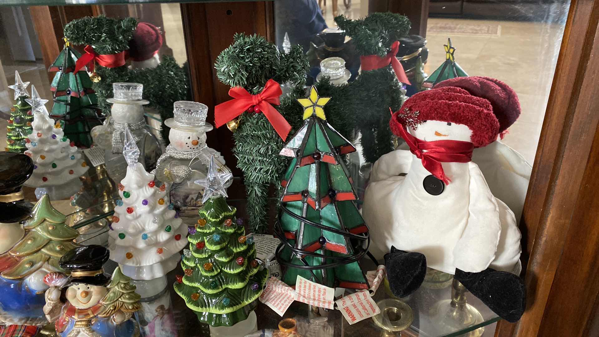 Photo 1 of SHELF OF CHRISTMAS TREES AND DECOR