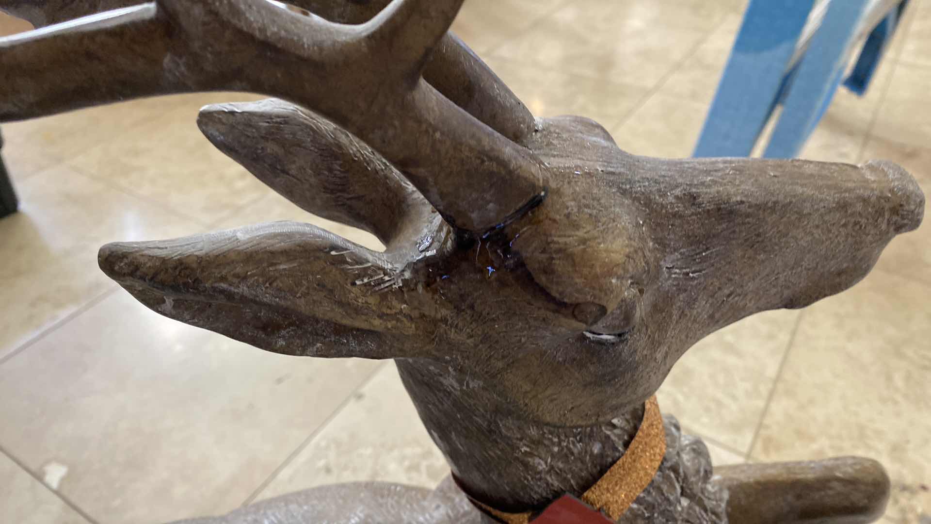 Photo 1 of RESIN DEER ON STAND - GLUED AT ANTLERS 22” x 28”